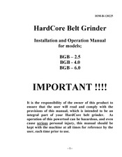 Trick-tools BGB - 2.5 Installation And Operation Manual