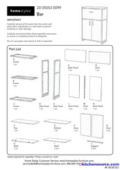 Home Styles Bar 20 05053 0099 Assembly Instructions Manual