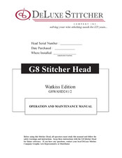 DeLuxe Stitcher G8WAHD241/2 Operation And Maintenance Manual