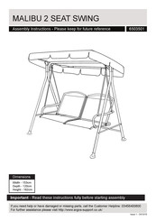 Argos MALIBU 2 SEAT SWING 6503501 Assembly Instructions Manual
