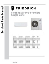 Friedrich Floating Air Pro-Premiere FPHSR12A1A Service & Parts Manual