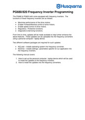 Husqvarna PG820 Programming