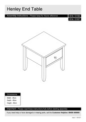 Argos Henley End Table 614/3167 Assembly Instructions Manual