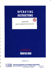 Universal Audio 1122 Operating Instructions Manual