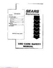 Kenmore 45521 Use, Care, Safety Manual