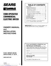 Kenmore Clothes Dryer Installation And Owner's Manual