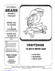 Craftsman 113=235240 Owner's Manual