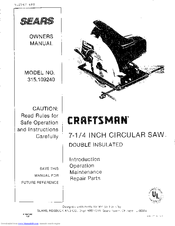 Craftsman 315.10924 Owner's Manual