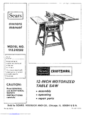 Craftsman 113.242502 Owner's Manual
