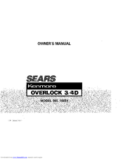 Kenmore OVERLOCK 3/4D 385.16631 Owner's Manual