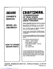 Craftsman 536.886331 Owner's Manual