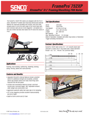 Senco FramePro 752XP Specification Sheet