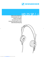 Sennheiser HD 25 SP-1 Instructions For Use Manual