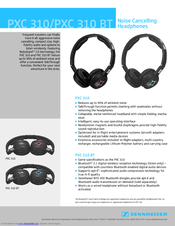 Sennheiser Travel PXC 310 Specification Sheet