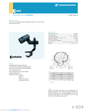 Sennheiser evolution 604 Specification Sheet