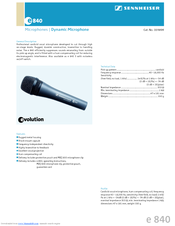 Sennheiser E 840 S Specification Sheet