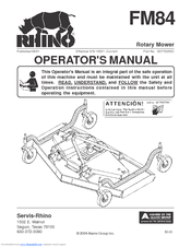 RHINO FM84 Operator's Manual