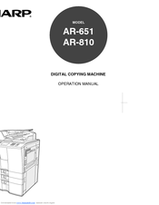 Sharp AR-810 Imager Operation Manual
