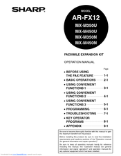 Sharp AR-FX12 Facsimile Operation Manual