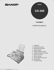 Sharp UX305 - UX 305 B/W Thermal Transfer Operation Manual