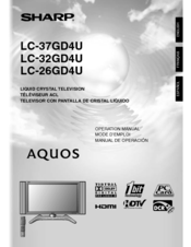 Sharp Aquos LC 37D4U Manuals | ManualsLib