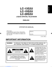 Sharp LC-20S2US Operation Manual