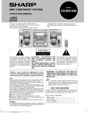Sharp CD-BA1600 Operation Manual
