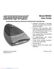 Shure MX692 User Manual