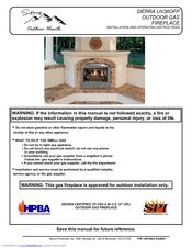 Sierra Products UV360FP Installation And Operating Instructions Manual
