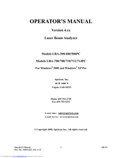 Spiricon LBA-710 Operator's Manual