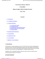 NAG SILICON GRAPHICS (IRIX 6) DOUBLE PRECISION FLSG620DA User Manual