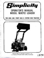 Simplicity Loader 1690112 Operator's Manual