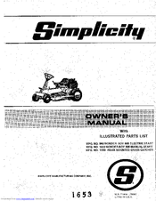 Simplicity 998 Owner's Manual And Parts List
