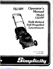 Simplicity 1321PP Mower Operator's Manual
