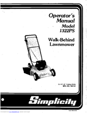 Simplicity 1322PS Mower Operator's Manual