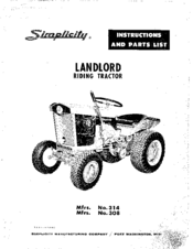 Simplicity Landlord 308 Instructions And Parts List
