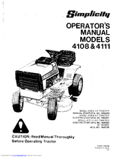 Simplicity System 4108 Operator's Manual