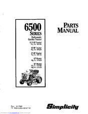 Simplicity 6500 Series Parts Manual