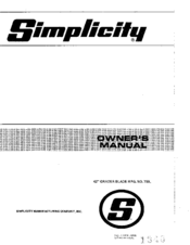 Simplicity 700 Owner's Manual