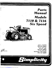 Simplicity 7110 Parts Manual