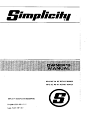 Simplicity 784 Owner's Manual