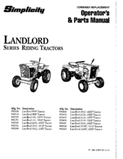 Simplicity Landlord 990308 Operator's & Parts Manual