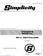 Simplicity REVITALIZER 629 Owner's Manual
