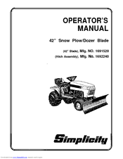 Simplicity Snow Plow/Dozer Blade Operator's Manual