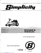 Simplicity Wonder-Boy 808 Owner's Manual