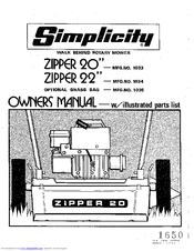 Simplicity Zipper 1033 Owner's Manual