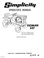 Simplicity Yeoman 627 Operator's Manual