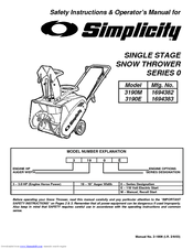 Simplicity 3190M Safety Instructions & Operator's Manual