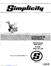 Simplicity 558 Owner's Manual