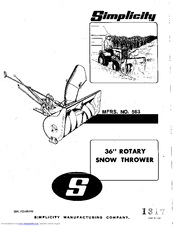 Simplicity 563 Operator's Manual